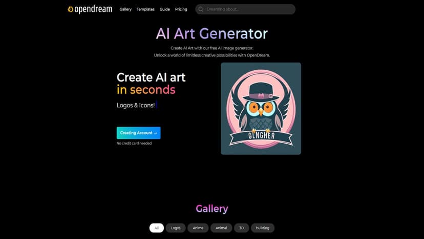 OpenDream - OpenDream 是一款免费的 AI 艺术生成器，允许每个人都可以成为数字艺术家。通过我们的 AI 图像生成工具，您可以在几秒钟内创作出精美的 AI 艺术作品。