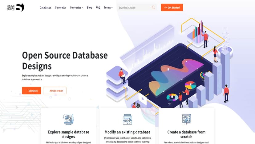 databasesample.com - 提供多样化的数据库设计资源、模板和开源示例，帮助用户轻松构建复杂数据库结构。