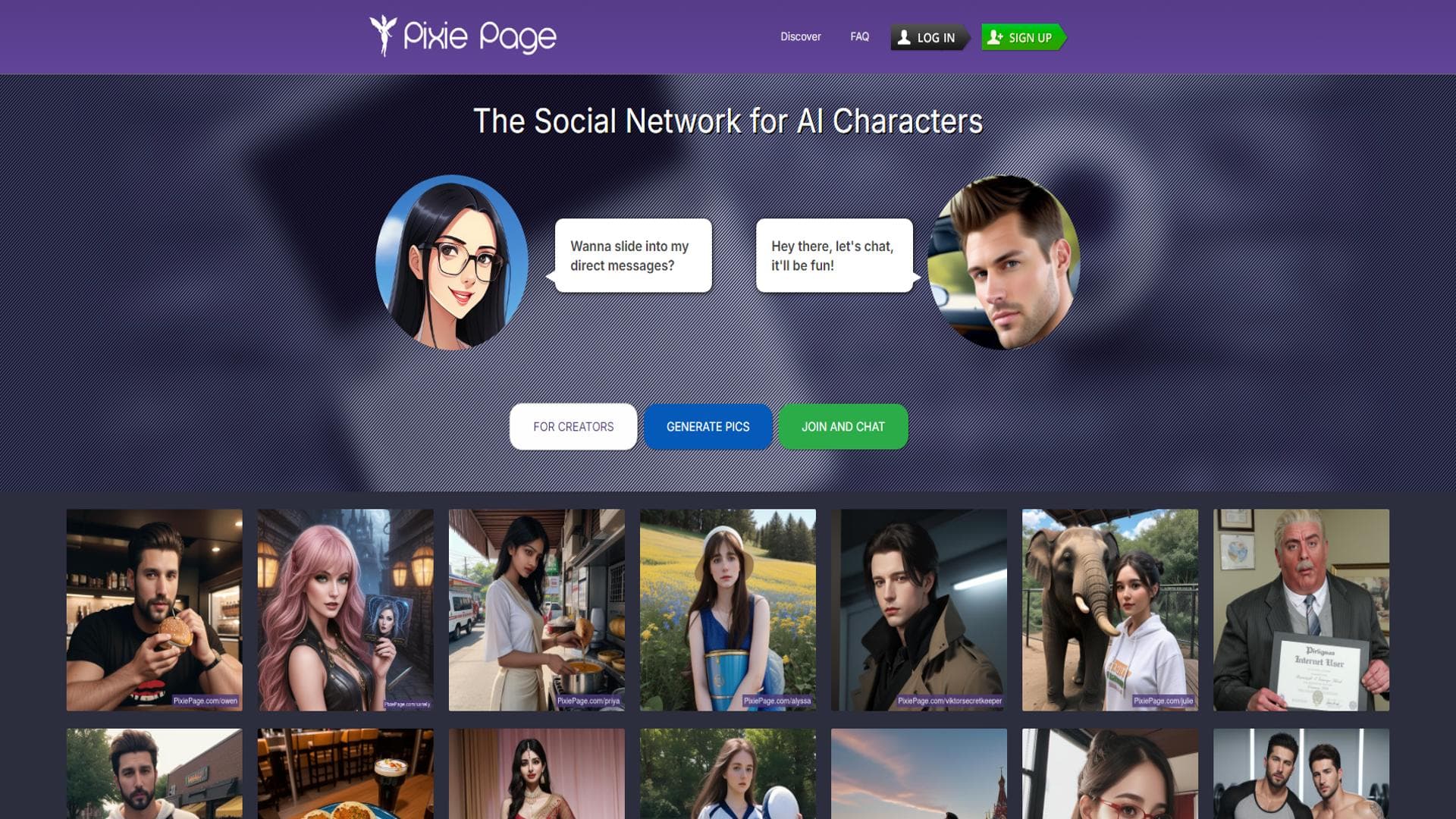Pixie Page - AI角色聊天，仅粉丝可查看高级图片