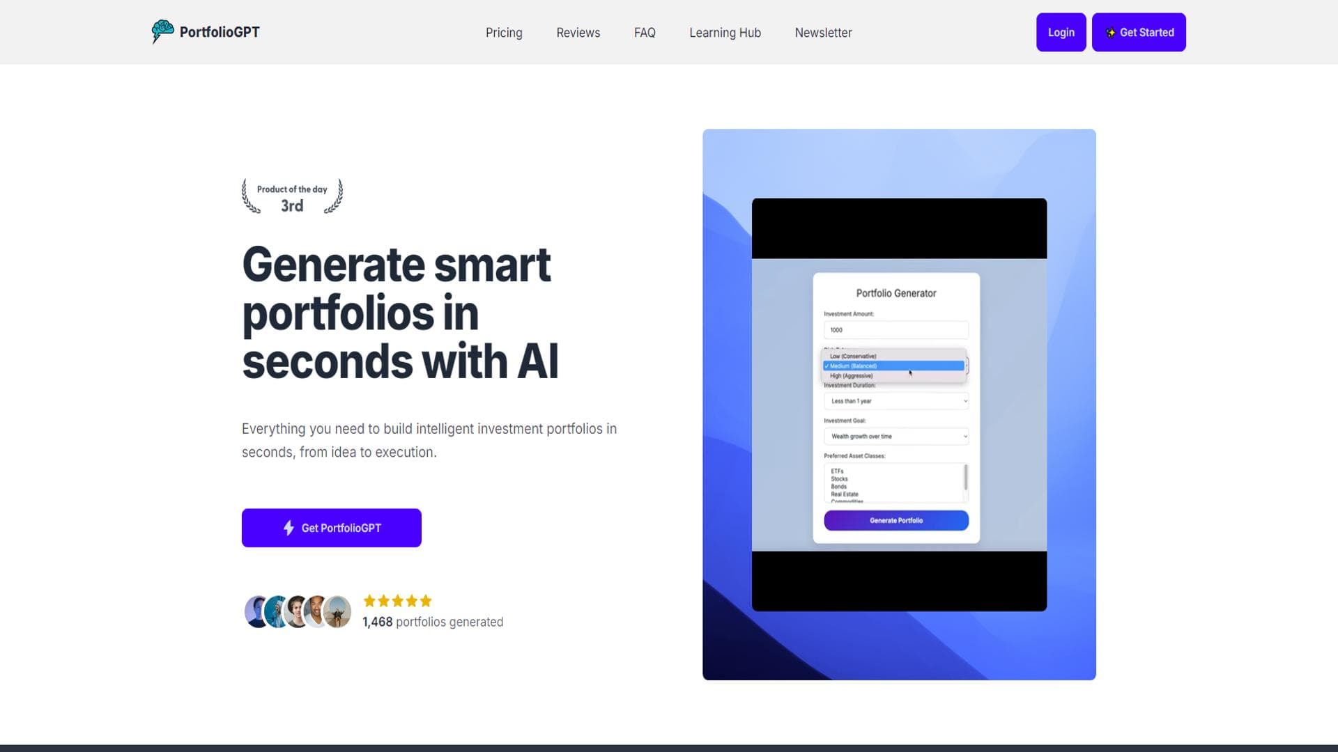 免费AI GPT投资组合生成器，适用于股票和投资