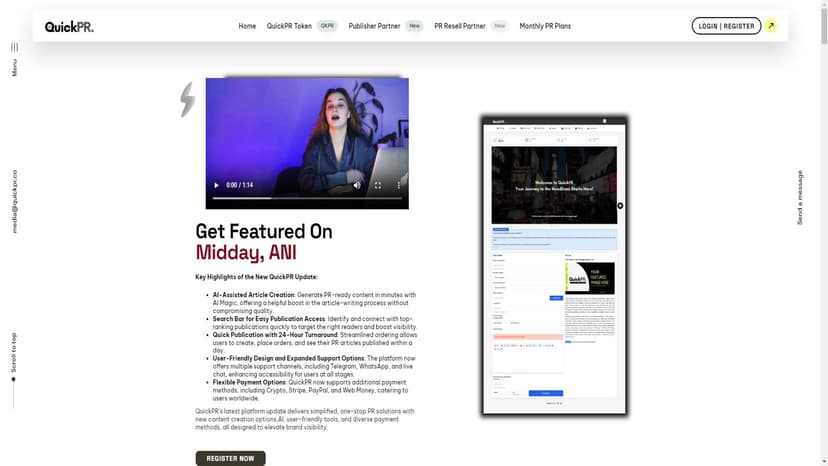QuickPR - QuickPR 提供简化的公关解决方案，包括内容创作、推广和分发，提升品牌知名度。
