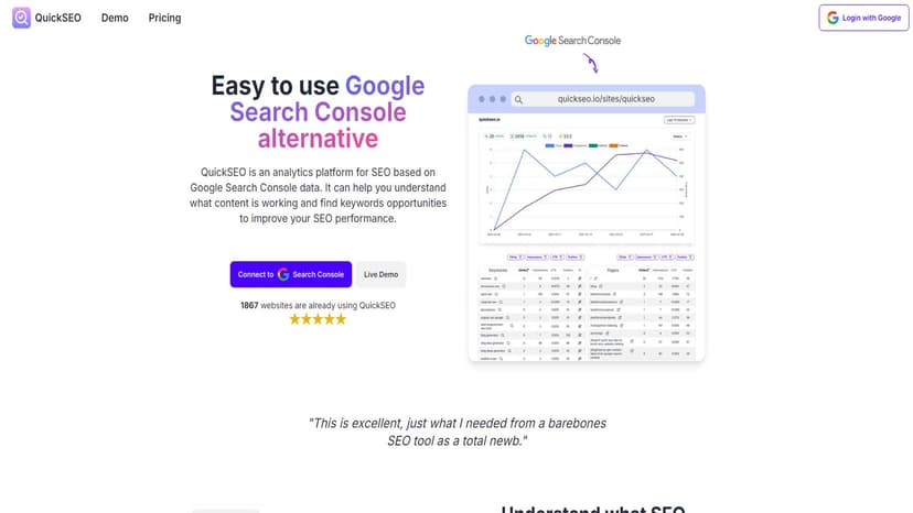 QuickSEO - QuickSEO是基于Google Search Console数据的SEO分析平台，帮助用户了解有效内容和关键词机会。