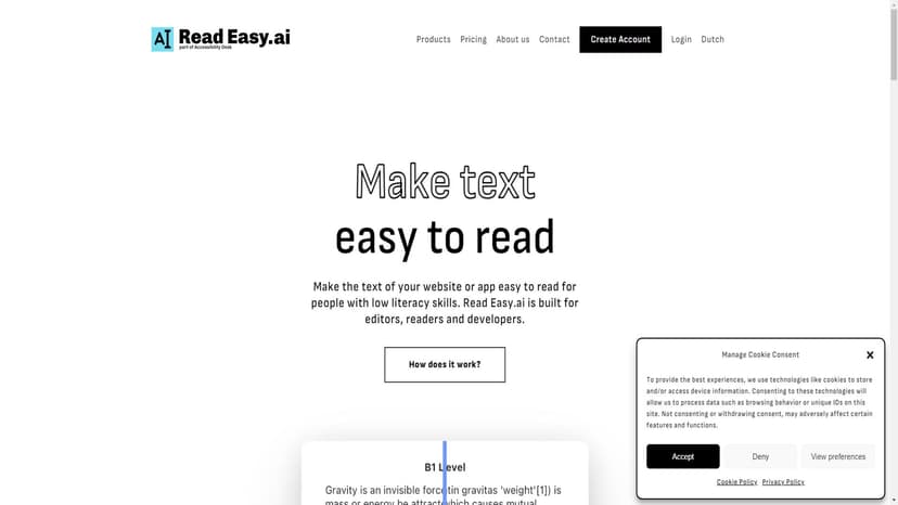 Read Easy.ai - Read Easy.ai 帮助提升网站或应用文本的可读性，适用于低识字率用户，支持多语言。