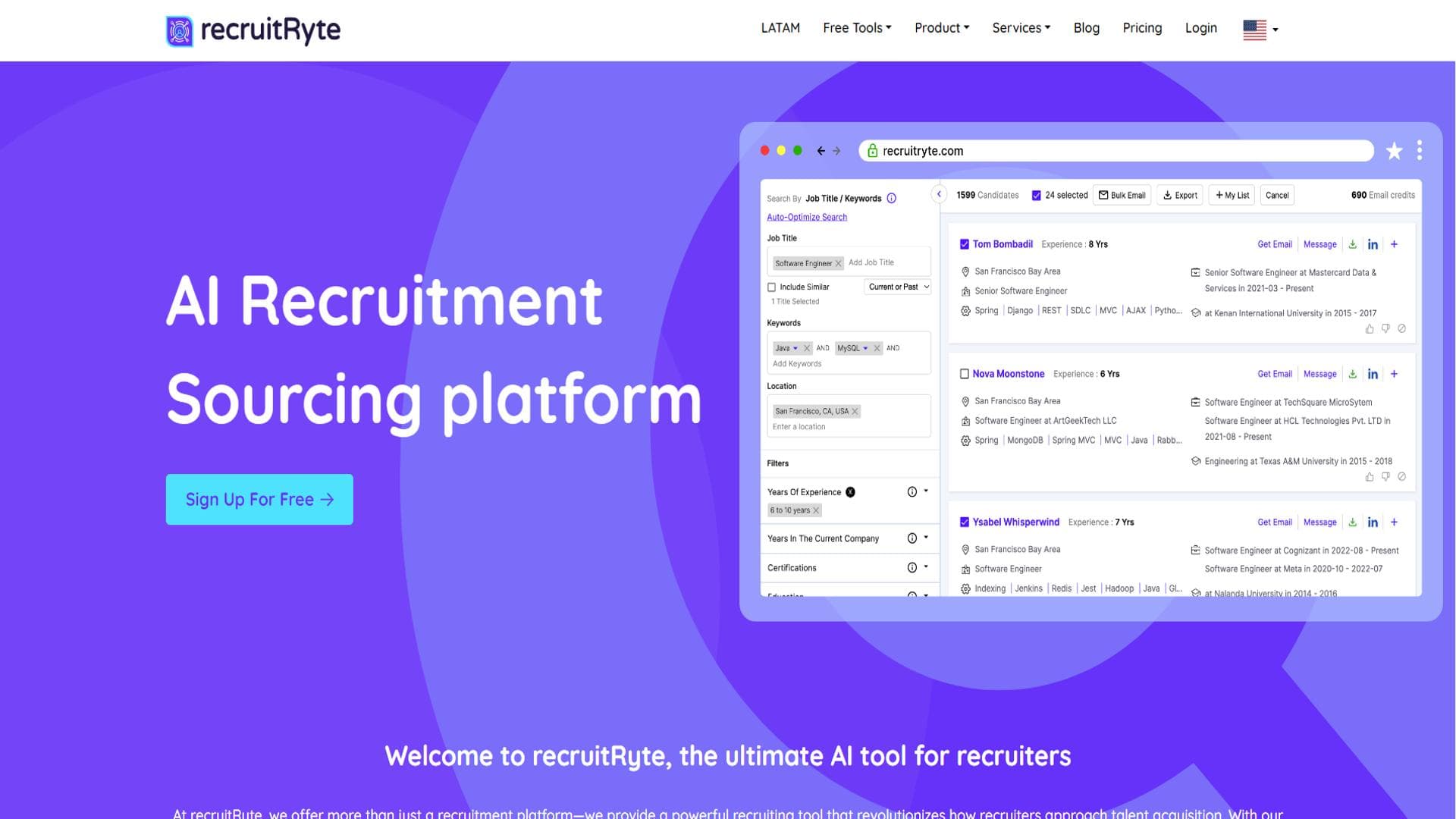 RecruitRyte：AI 招聘源头工具与招聘平台