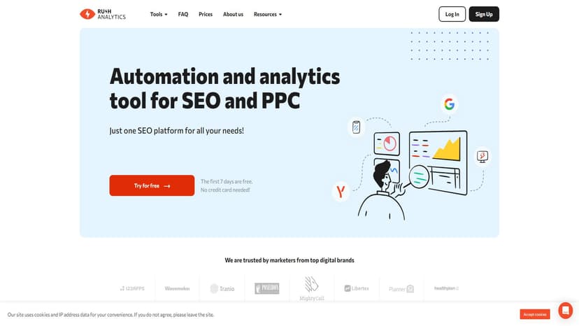 Rush Analytics - Rush Analytics 提供一款易于使用的 SEO 监控工具，帮助您轻松追踪排名、监控竞争对手、发现强大域名用于 PBN、及时发现技术错误等。
