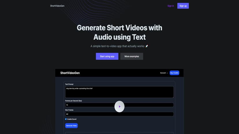 ShortVideoGen - ShortVideoGen是一款高效的文本转视频工具，利用先进的AI技术快速生成短视频。