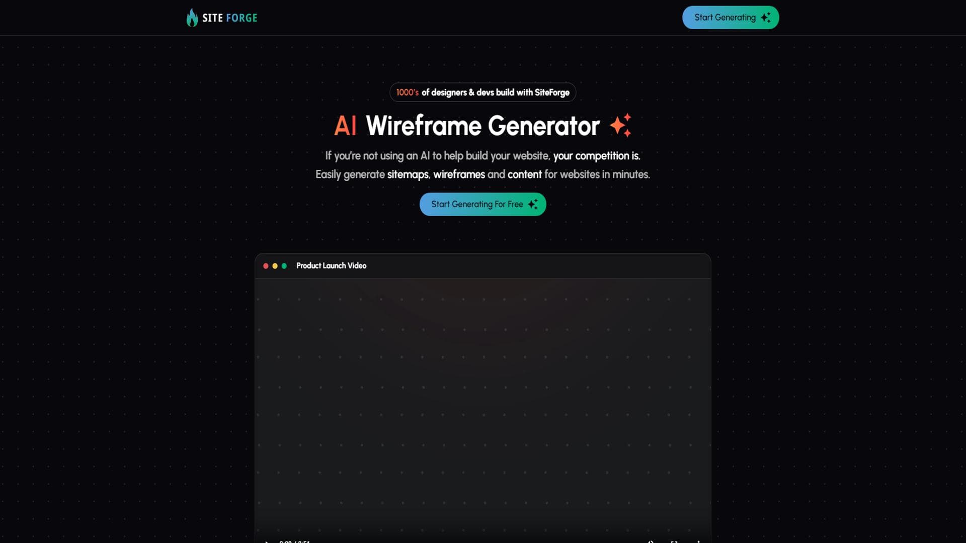 AI Website Generator Â» SiteForge