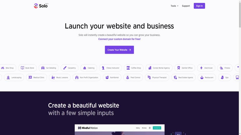 Solo AI Website Creator - 使用简单输入即可创建美观的企业网站！