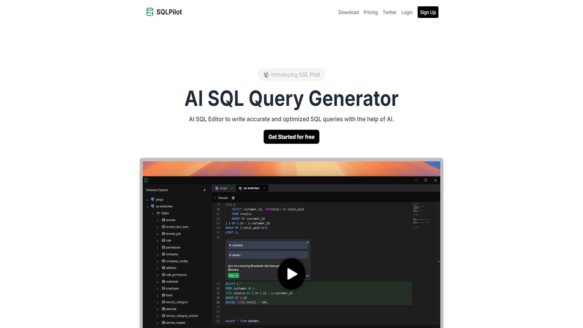 AI SQL查询生成器，支持多种数据库