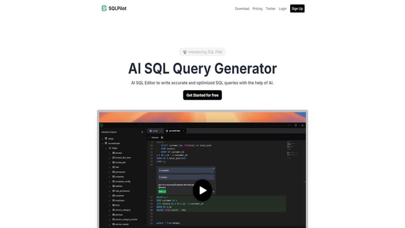 SQLPilot - SQLPilot利用AI生成准确且优化的SQL查询，支持多种数据库。