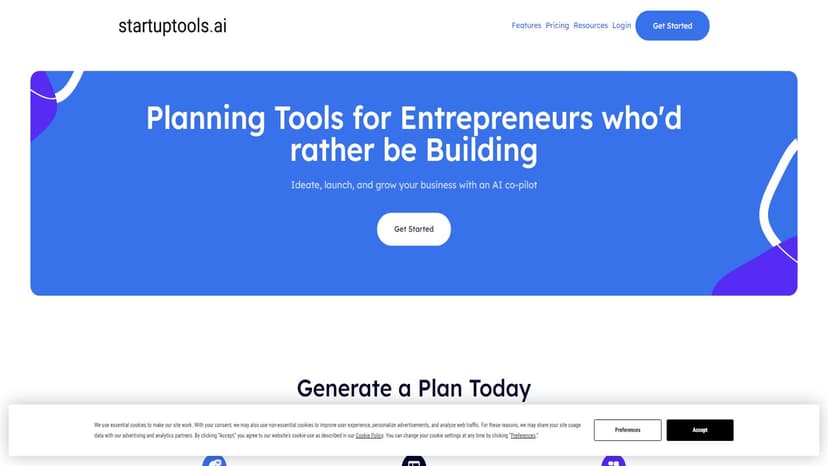 Startuptools.ai - Startuptools.ai是一款AI驱动的商业计划生成器，帮助创业者简化从构思到执行的流程。
