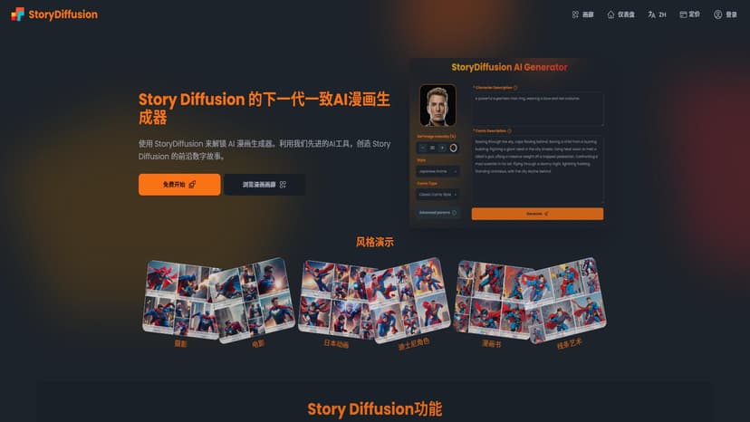StoryDiffusion - StoryDiffusion提供先进的AI工具，用于开创性的数字故事讲述。