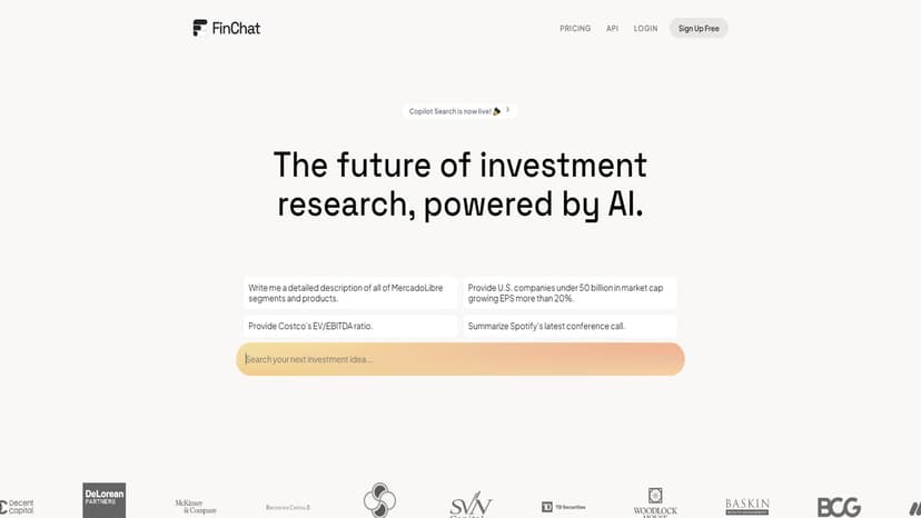 FinChat.io - FinChat.io结合机构级金融数据、分析和对话式AI，提供全面的投资研究服务。