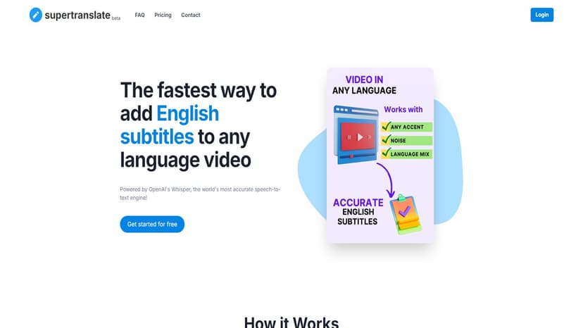 supertranslate - 上传任意语言的视频，自动生成英文字幕，使用OpenAI-Whisper技术确保高质量字幕生成。