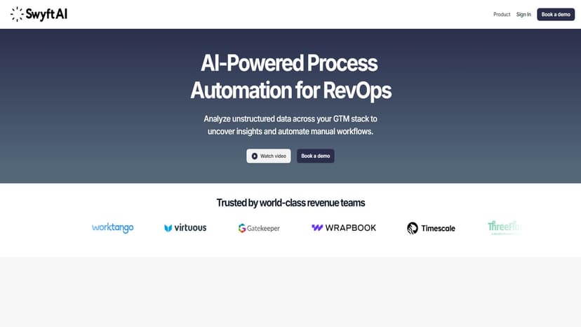 Swyft AI - Swyft AI通过AI驱动的流程自动化，帮助收入团队从客户互动中提取可操作的洞察。