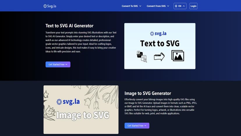 Text to SVG AI Generator - 通过AI技术，将文本或图像快速转换为高质量的SVG矢量图形，适用于多种设计需求。