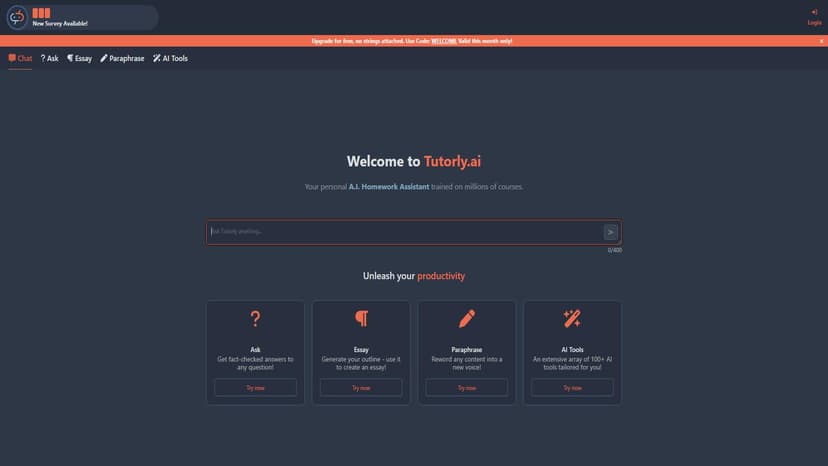 Tutorly AI - Tutorly AI：智能作业助手，快速解答问题，撰写文章，满足学校要求。