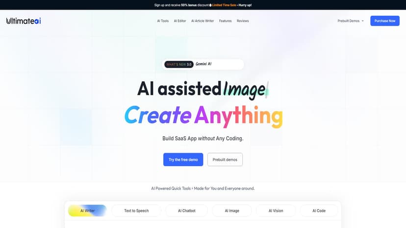 UltimateAI - UltimateAI是一款基于OpenAI的WordPress插件，提供文本、图像、视频、聊天、语音和代码生成功能。