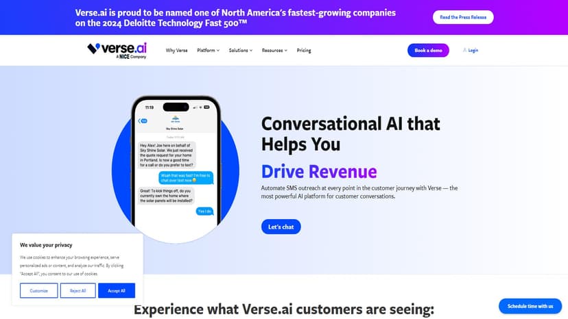 verse.io - 鼓励这里：改变潜在客户，自动SMS提高转化。