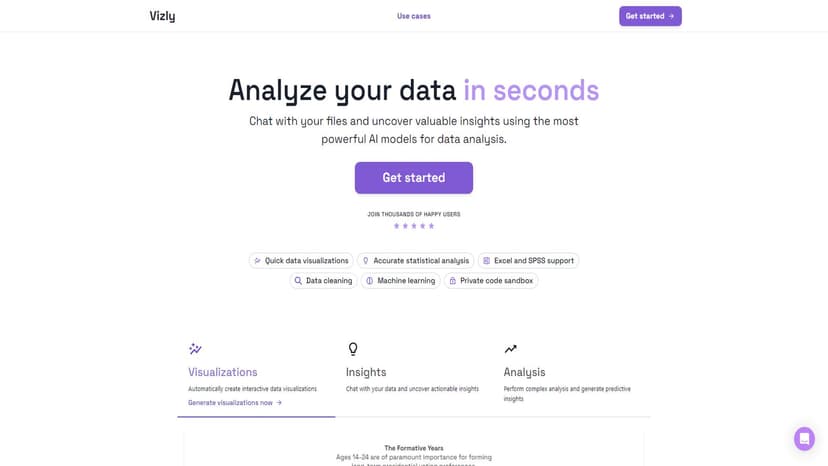 Vizly - Vizly是一款AI数据分析工具，帮助用户快速分析和可视化数据。
