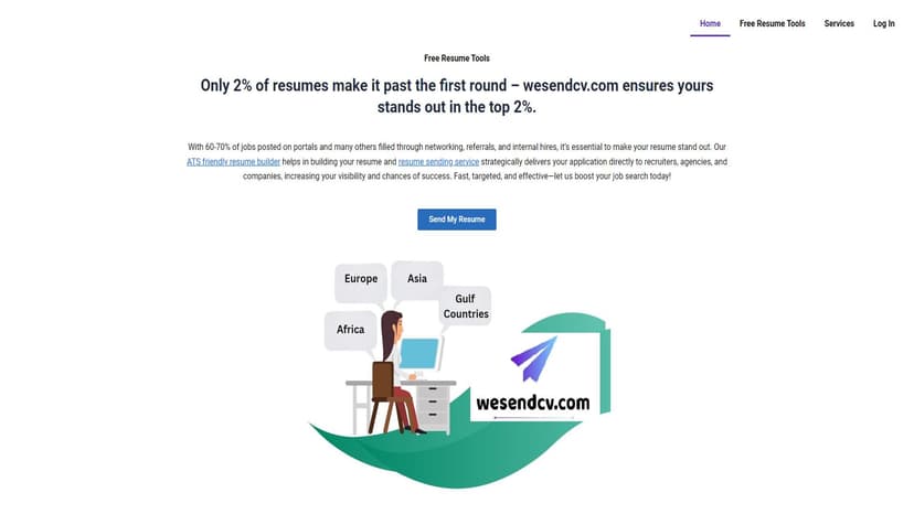 Wesendcv - Wesendcv提供免费简历工具和AI简历发送服务，帮助优化简历并快速发送。