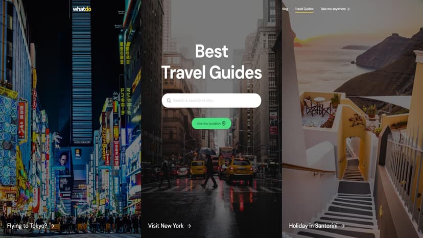 WhatDo - WhatDo是一个全面的旅行规划平台，提供免费的旅游指南、个性化行程和活动推荐。无论您是想探索世界各地的城市景点还是寻找美食小店，这里都能为您提供有用的信息。