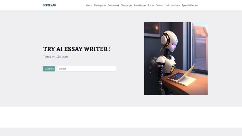 WriteApp - WriteApp是一款AI论文写作工具，高效生成高质量、无抄袭的学术内容。