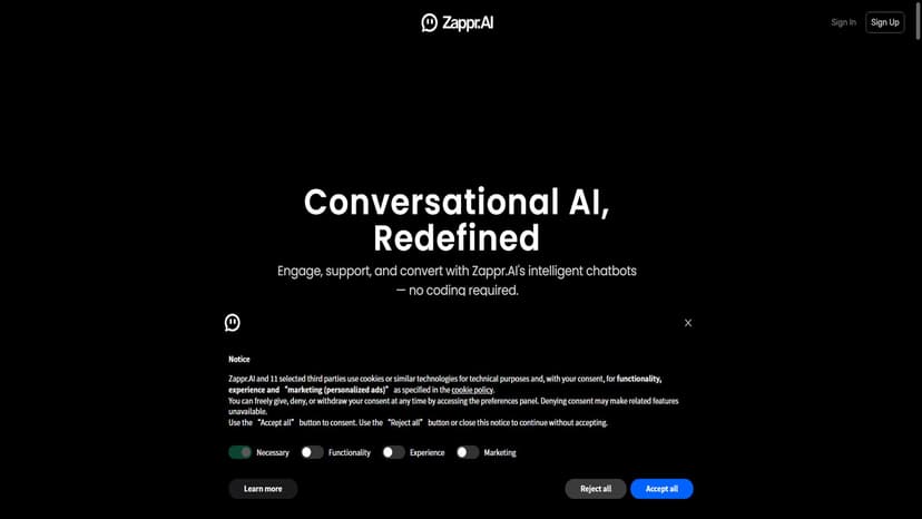 Zappr AI - Zappr AI 提供无需编程的智能聊天机器人，增强用户互动并展示人工智能的优势。