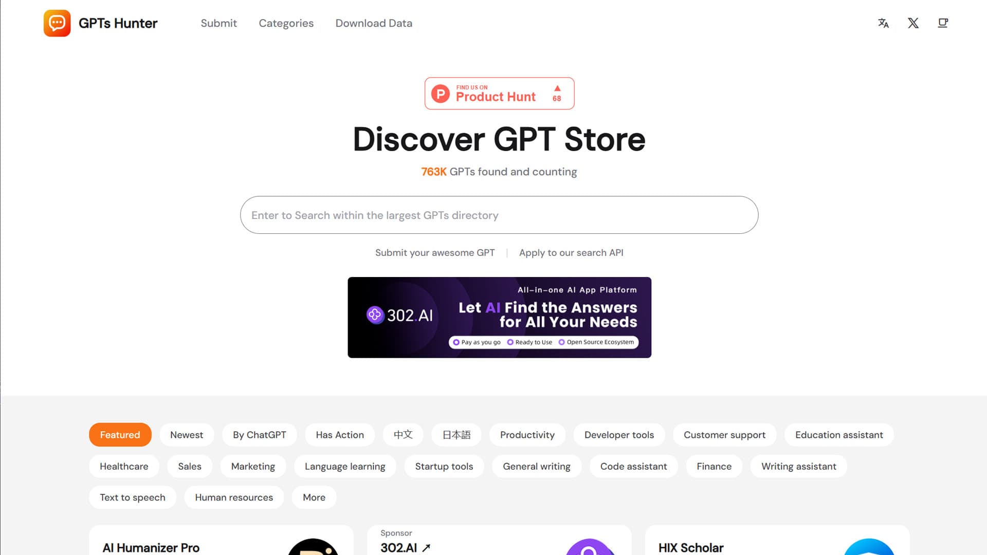 GPTs Hunter: Discover GPT Store on ChatGPT in the biggest GPTs directory